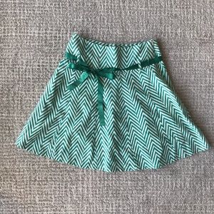 60’s Retro Green & White Herringbone Flair Skirt S